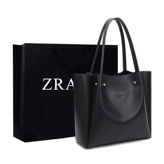 ZA包包 大容量托特包 超軟皮 側背包 黑色簡約單肩包 手提購物袋 通勤包 購物包 時尚女包 筆電包
