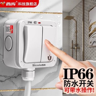🔥臺灣出貨-家用戶外防水開關單開雙控明裝室外防雨按鈕盒雙開一開大功率路燈 DFTD