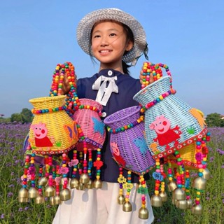 ❤️‍🔥臺灣出貨❤️‍🔥兒童小背簍魚簍竹編包包幼兒園演出舞臺道具仿藤塑編織民族風工藝Hot Hot