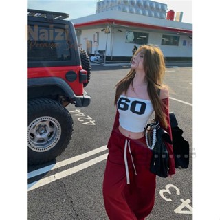 新竹出貨♕美式辣妹一字領上衣緊身長袖t恤女寬鬆運動休閒褲長褲 長袖套裝