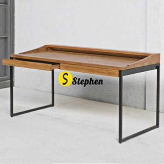 Stephen | loft簡約現代 設計師書桌帶抽屜組閤 辦公桌創意實木電腦桌工作臺