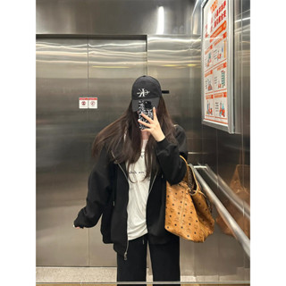 美式復古黑色外套 外套 外套 女 連帽外套 黑色外套 復古上衣 刷毛外套 保暖外套 外搭外套 加絨外套 冬季外套 外套薄