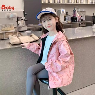 女童風衣 女童新款外套 春秋款童裝小女孩春季兩面穿衣服兒童春裝沖鋒衣WM