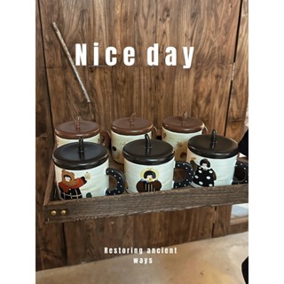 小陶器 可愛 陶瓷馬克杯 帶蓋水杯 閨蜜禮盒 咖啡杯 早餐杯 辦公室專用