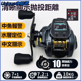 可開發票中文數顯水滴輪海中魚報警洩力背光計數釣船電動釣冰釣筏釣輪漁輪 水滴輪 捲線器 路亞輪 釣魚 磯釣 海釣船釣
