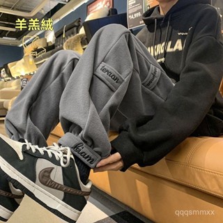 羊羔絨工裝褲子男 oversize 束腳褲秋冬款 加絨加厚 休閒潮牌 防風褲 衛褲男 潮流ins 韓版男裝穿搭 男工裝褲