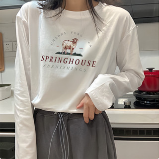 秋季重磅100%純棉 氣質簡約 長袖T恤女 薄長袖 長袖素T 純棉t恤女 寬鬆顯瘦 女生上衣 圓領打底內搭