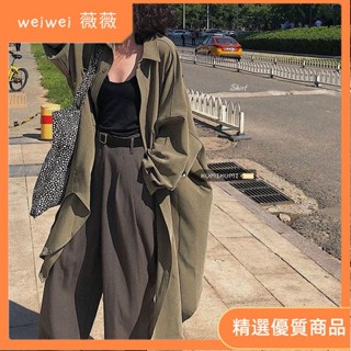 【薇薇】【初秋顯瘦系列】150公斤女裝超級寬鬆襯衫過膝單排扣長款大尺碼風衣加肥外套250斤胖人