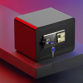 桌上型保險箱 小型保險櫃 投入型保險箱金櫃 全鋼 迷你型入墻 隱形存錢 罐家用指紋密碼箱電子防盜報警辦公保險櫃
