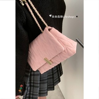【搭配洋裝】【臺灣出貨】小香風菱格鏈條包包女2024春季新款潮時尚小方包大容量單肩斜挎包