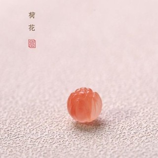 【碧磷閣】天然南紅冰飄雕刻蓮花珠散珠冰紅瑪瑙配飾diy 手鏈項鏈珠子 串珠材料 手鏈 手鍊 南紅瑪瑙 散珠 隔珠
