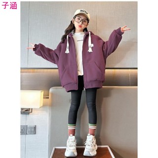 🍓兒童套裝🍓110-170CM 秋冬女童刷毛愛心保暖大學T 中大童中長款休閒連帽拉鍊小外套外套