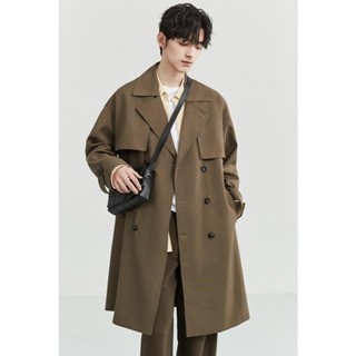 韓版潮流時尚UO男裝高階感英倫風中長款風衣男寬鬆2024春秋季新款韓版外套潮