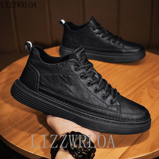 LIZZWRLOA男款休閒運動鞋|秋季男鞋英倫休閒皮鞋男2024新款春秋黑色鞋子男款男士闆鞋學生鞋88