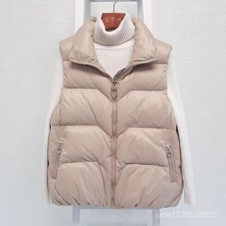 馬甲背心外套 無袖外套 女短秋冬外穿韓版寬鬆背心白鴨絨羽絨服馬夾反季清倉羽絨馬甲 女生馬甲外套 羽絨背心1017 KS3