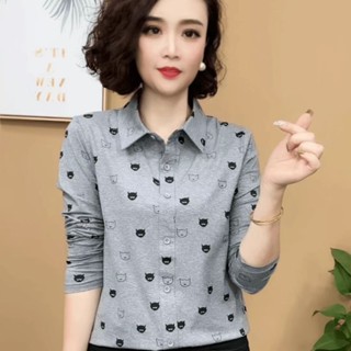 高檔女裝早秋新款洋氣減齡上衣春秋翻領襯衫時尚長袖打底T恤小衫