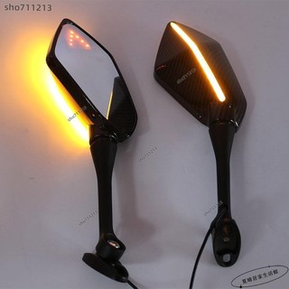 桃園出貨+免運🔧機車帶燈後照鏡 LED流水轉向燈 反光鏡亮面 CF250SR CBR GSXR哈雷川崎通用