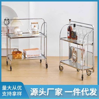【免運】 推車置物架 置物架 中古架 ins中古推車置物架 茶幾多層收納架折疊儲物架玻璃小推車
