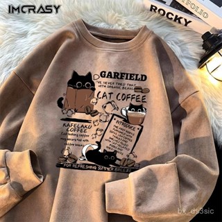 【秋冬上新】IMCRASY美式麂皮圓領衛衣咖啡貓長袖百搭個性青少年潮牌ins NTVF