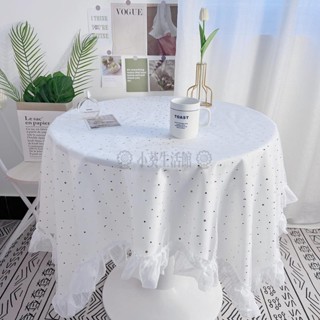 【小葵】素色荷葉邊桌布 ins風蕾絲花邊桌布布藝 圓桌桌布 拍照背景布餐桌 學生書桌布 北歐茶几布