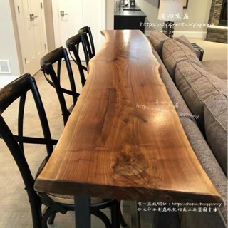 <覓心家居>實木復古吧臺桌家用餐桌陽臺靠墻窄桌子長條桌奶茶店酒吧高腳桌椅
