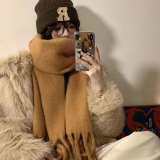 🧶限時免運🧶美拉德純色加厚大圍巾女士秋冬新款韓版冬天學生百搭披肩圍脖兩用圍巾 圍脖 寒流圍巾 保暖圍巾 針織圍巾