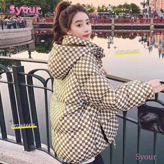 ✨臺灣熱銷✨限時低價【1030】棋盤格羽絨棉服女短款2024冬季韓版寬松學生棉衣格子棉襖新款外套