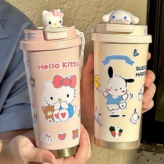 保溫杯🎀 316不銹鋼保溫杯ins高顏值女生食品級吸管杯KT貓水杯學生便攜簡約