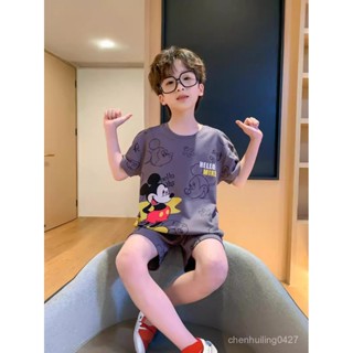 諮詢購買 可得免運 2024款兒童棉睡衣春夏季薄款圓領男童男孩中大童短袖套裝家居服 內搭服居家服 卡通 睡衣 童裝