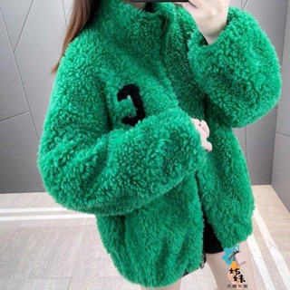 網紅仿羊羔絨外套女 2024款寬松加絨加厚保暖外套 拉鏈羊羔毛衛衣開衫 大碼外套 秋冬外套 夾克女 保暖夾克 開衫