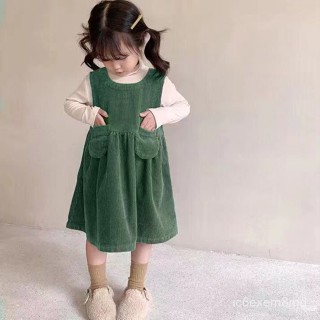 虧本給家人們👑巨好看~韓版秋季女童背心裙洋氣燈芯絨連衣裙娃娃裙寬鬆小孩裙子 BIRW