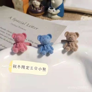 戒指 動漫戒指 COS戒指 情侶對戒 可可熊植絨戒指甜美ins風氣質百搭指環開口可調節食指戒秋冬新款