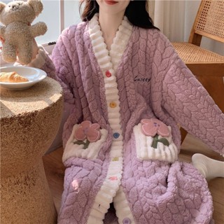 【唯家】珊瑚絨睡衣 珊瑚絨睡袍 睡袍 冬季睡衣 可愛睡袍 冬天睡衣 法蘭絨睡衣 絨睡袍 睡衣 卡通睡衣