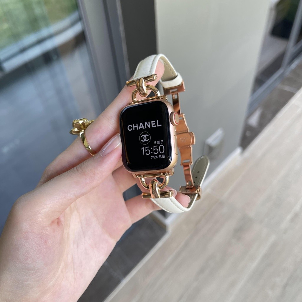 顯瘦細款蝴蝶釦錶帶 適用 Apple Watch S11 10 Ultra 9 8 7 6 SE 46mm 女式腕帶