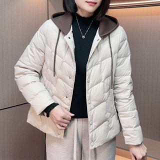 羽絨外套 輕羽絨外套 外套 冬天外套 輕量羽絨外套 輕薄羽絨外套 輕薄羽絨服女 拚接保暖遮肉 顯瘦 休閒 百搭 連帽外套