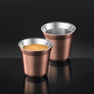 咖啡 咖啡杯 杯子雙層不銹鋼意式濃縮咖啡杯保溫杯80ML 160ML接粉杯多色咖啡膠囊杯