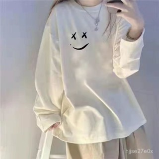 純色大學T 內搭白色打底T恤衫 長袖T恤 女裝秋季上衣 寬鬆圓領上衣 大學t