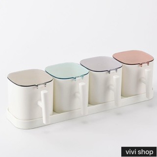 Yumi❤調料盒套裝傢用組閤鹽罐調味盒調料罐廚房用品小百貨帶勺收納盒