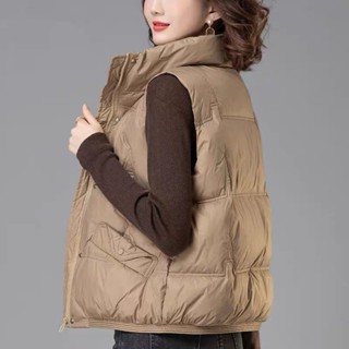 羽絨服 羽絨外套 保暖外套 防風外套 白鴨絨羽絨馬甲女外穿短款2024時尚寬鬆百搭馬夾背心外套 韓國外套 外套女 SW3