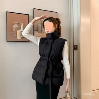 羽絨外套 羽絨服腰帶馬甲女22年新款韓版收腰時尚白鴨絨坎肩純色立領馬甲 防寒 保暖羽絨服 白鴨絨外套女生1121 SXK