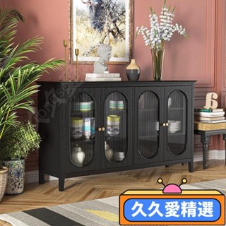 【熱銷】美式實木餐邊櫃置物櫃酒櫃綠色複古傢具法式客廳廚房邊櫃子儲物櫃JJAJ
