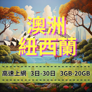【eSIM】澳洲上網【3至30天】【20GB】Optus電信 紐西蘭上網 TNZ電信 手機快速上網 網路穩定