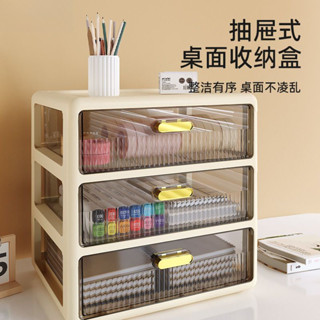 《悠樂家居》 化妝品收納盒家用宿捨透明簡約置物架帶抽屜式大容量桌麵收納盒