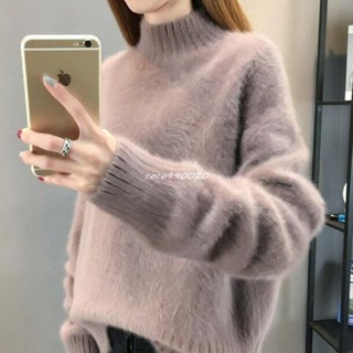 🌸現H+免運🌸 2024新款秋冬仿水貂絨毛衣女慵懶風加厚寬鬆韓版中高領針織衫百搭