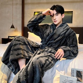 🔥男款浴袍👍浴袍 睡袍 浴衣 睡衣 長款睡袍 睡袍男冬季珊瑚絨睡衣加絨加厚法蘭絨浴袍冬天家居服