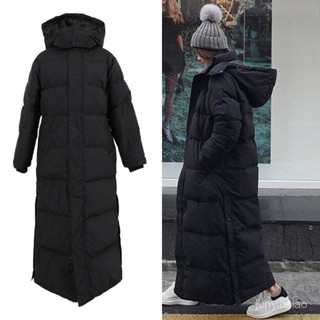 韓國保暖外套 羽絨棉服女 冬裝韓版過膝棉襖超長版到腳踝學生藝考棉衣外套 長版羽絨外套連帽 長款棉服 羽絨服9991