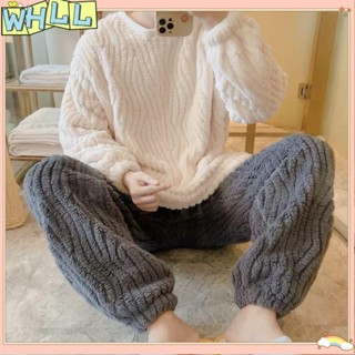 《限時特賣》睡衣男 冬天睡衣 睡衣套裝 家居服 法蘭絨 秋冬季刷毛加厚珊瑚絨寬鬆大尺碼男款家居服套裝冬天可外穿WHLL