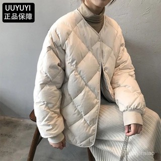 羽絨服女短版2024冬季韓版菱形格子圓領小個子白鴨韓版絨外潮保暖 羽絨棉外套 羽絨服 保暖外套女 羽絨外套連帽1202