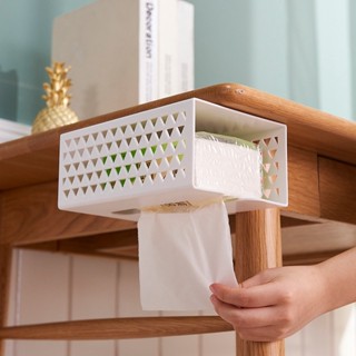 【臺灣發貨】生活優品 無痕膠貼紙巾盒 塑膠鏤空壁貼式抽紙盒 廚房餐巾盒 居家客廳紙巾盒 多用廚房垃圾袋收納盒