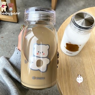 【臺灣發貨】日系ins風可愛小熊熊透明玻璃水杯 水壺 小清新簡約大容量隨身杯 冷水杯 運動水杯 咖啡杯 環保杯 冷水瓶